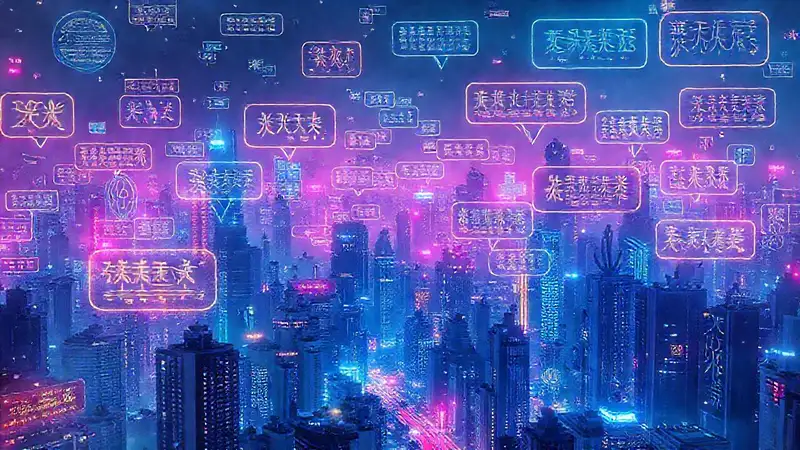 Ciudad futurista, brillante y compleja