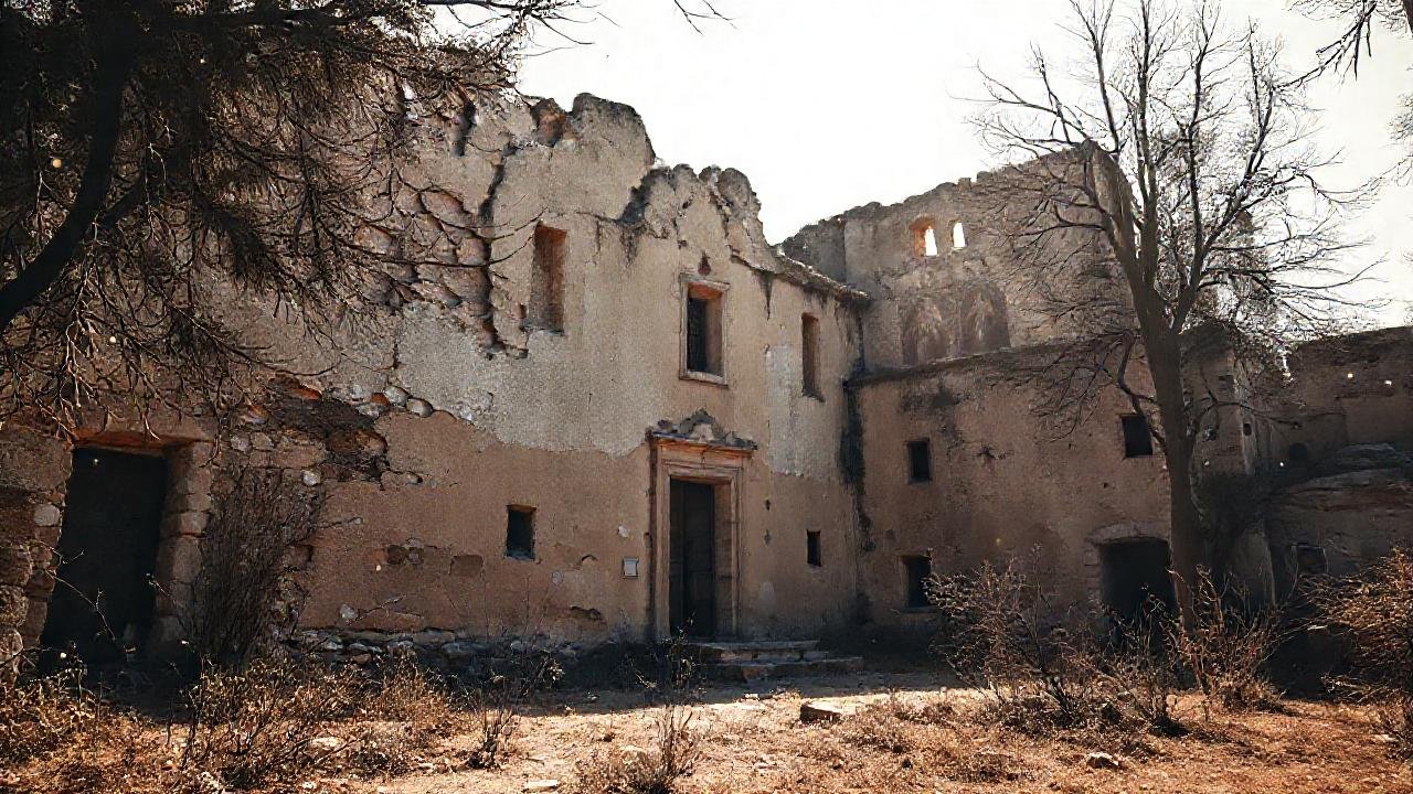 Un monasterio antiguo y melancólico se desvanece