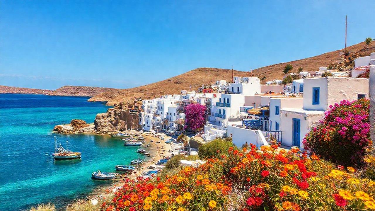 Pueblo costero, encanto soleado y vibrante
