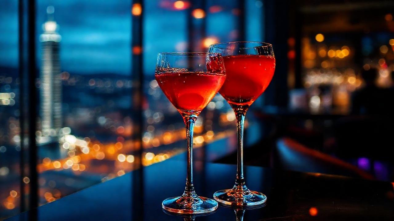 Copas elegantes reflejan la noche sofisticada