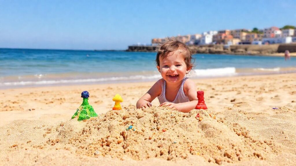 Una familia feliz construyó castillos de arena en A Coruña