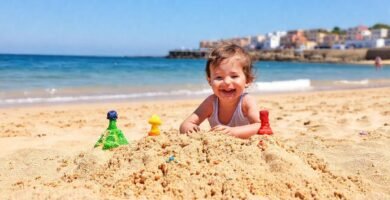 Una familia feliz construyó castillos de arena en A Coruña