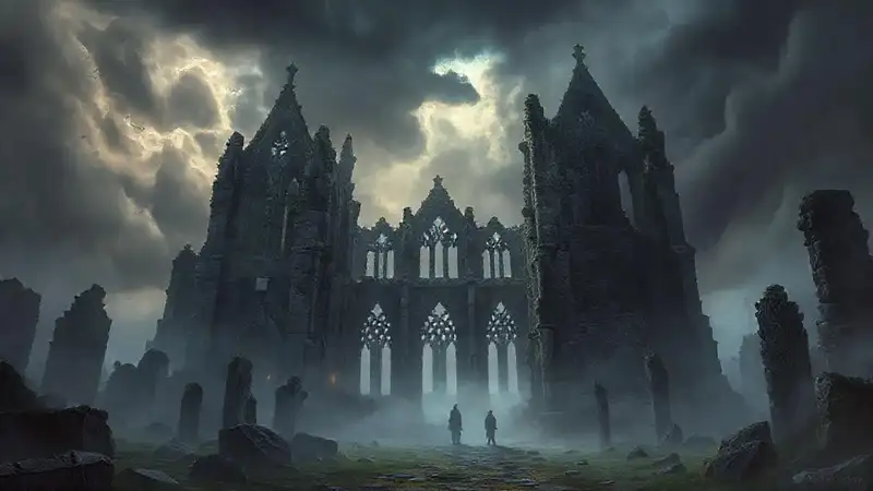 Una figura solitaria contemplaba la catedral ruinosa