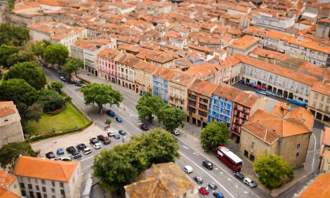 El papel pintado muestra el estacionamiento de Pontevedra