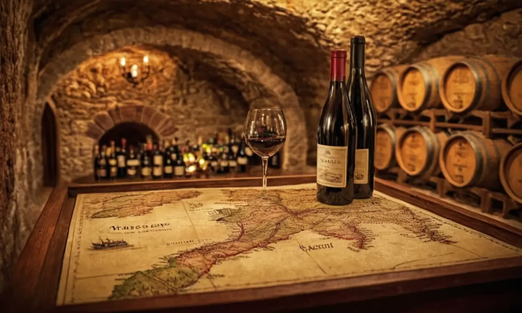 Cueva de vino vintage ilustrada