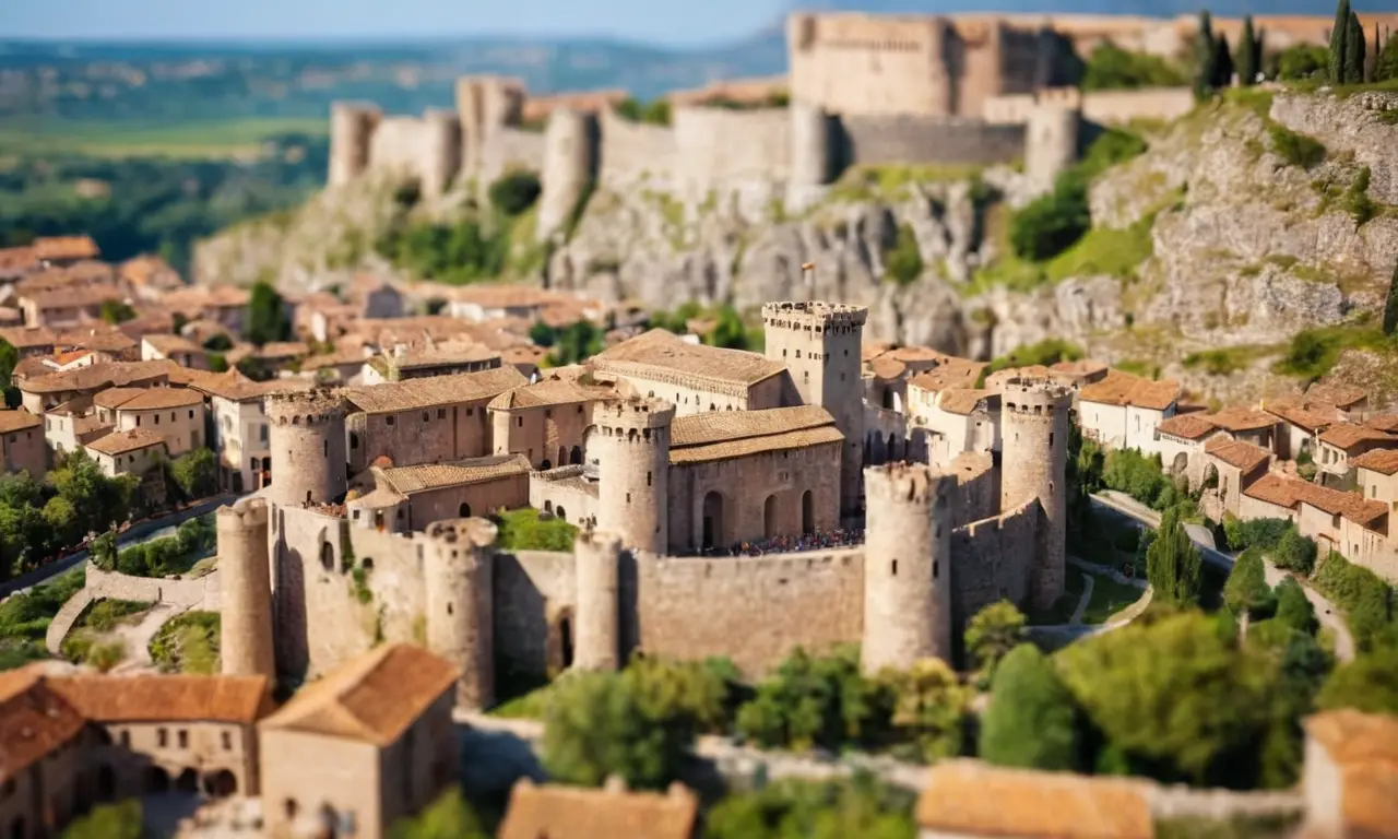 El papel tapiz muestra castillos romanos