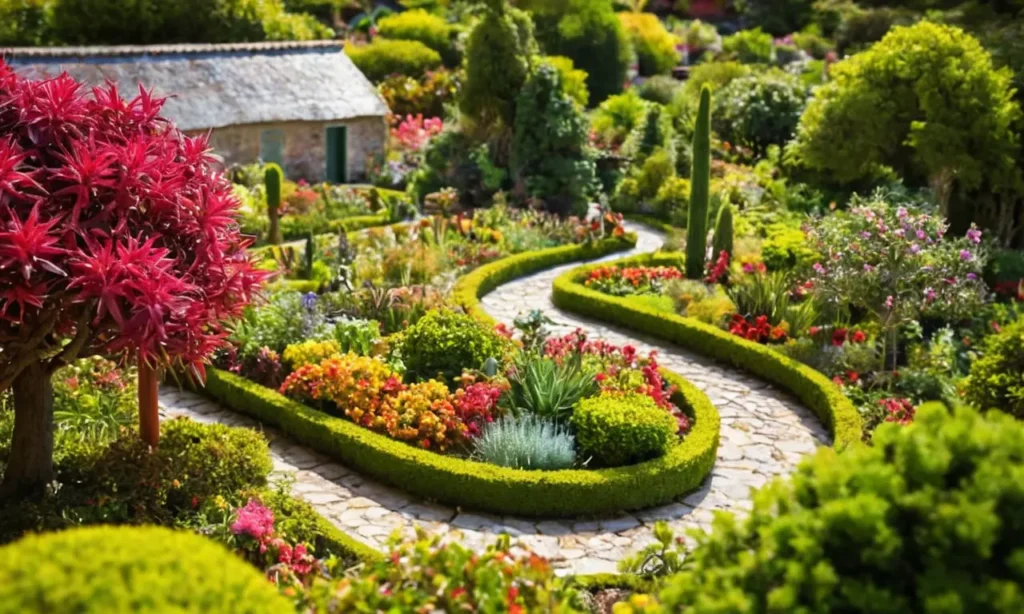 Paisajes de jardín de Coruña con exuberante follaje