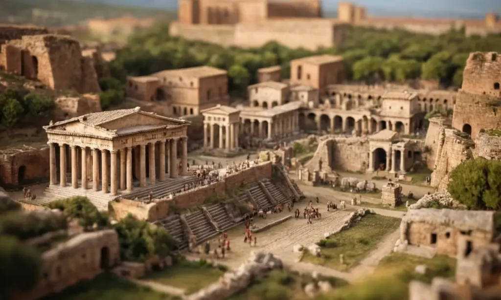 El papel pintado muestra ruinas romanas