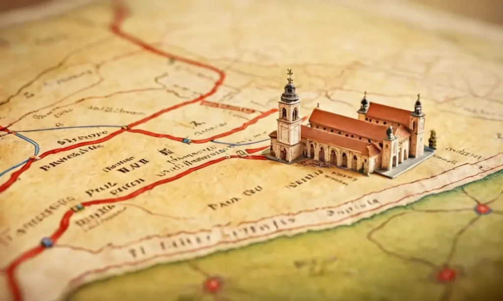Mapa antiguo español de ruta detallada