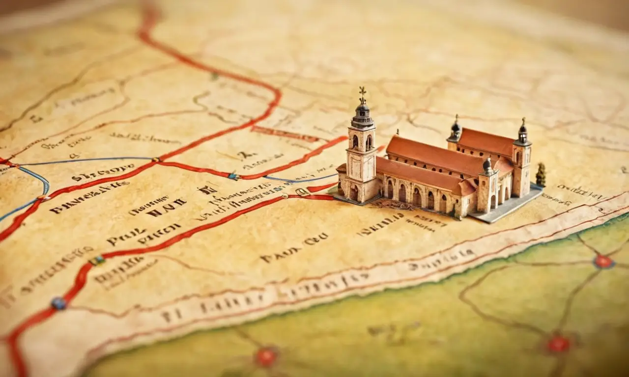 Mapa antiguo español de ruta detallada