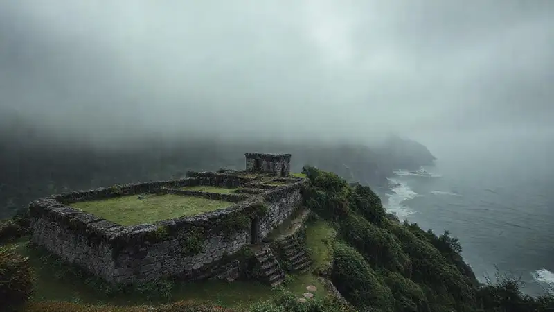 Un pazo ancestral se encuentra bajo la niebla