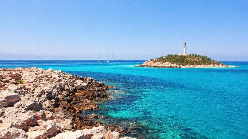 Una isla paradisíaca con sol brillante