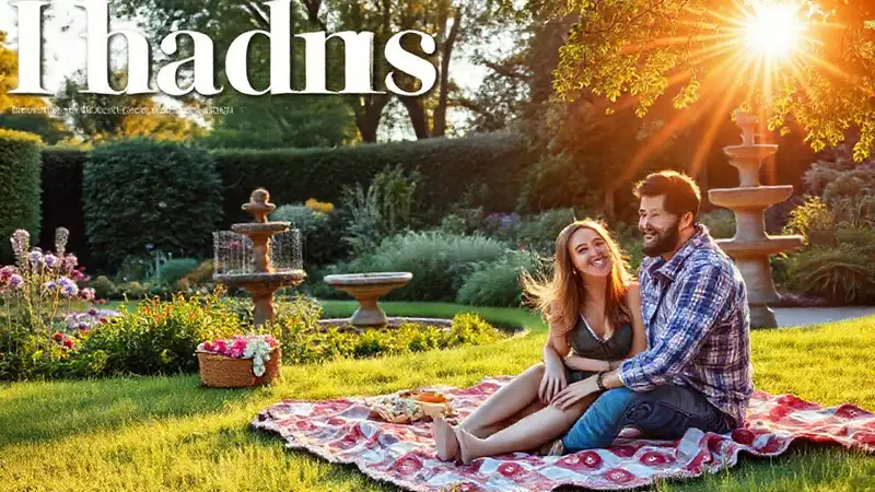 Un matrimonio feliz en jardín soleado