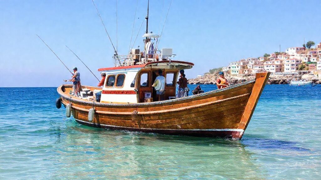 Pescadores disfrutan un día soleado en el mar
