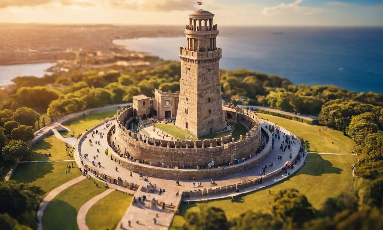 El papel tapiz muestra la Torre Hércules con precios y horarios