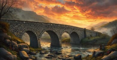 Puente de piedra evocador
