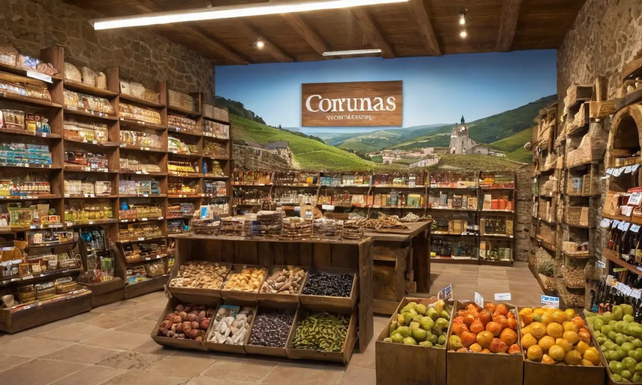 El papel pintado exhibe productos gallegos y guía de Coruña