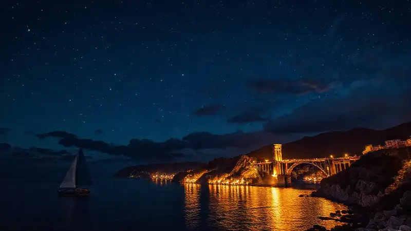 Un cielo estrellado baña la costa
