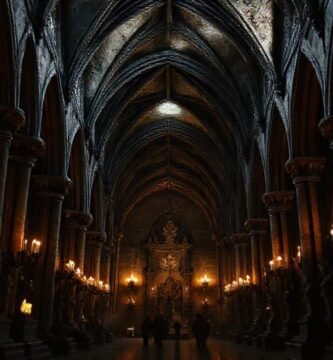 La cripta gótica era oscura y misteriosa