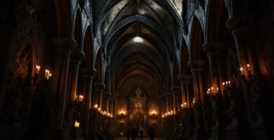 La cripta gótica era oscura y misteriosa