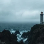 Un faro en costa tormentosa y misteriosa