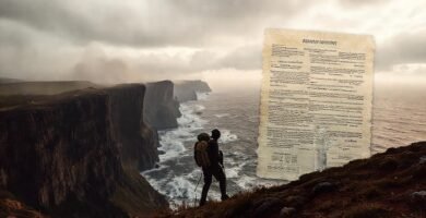 Un excursionista enfrenta un paisaje agreste