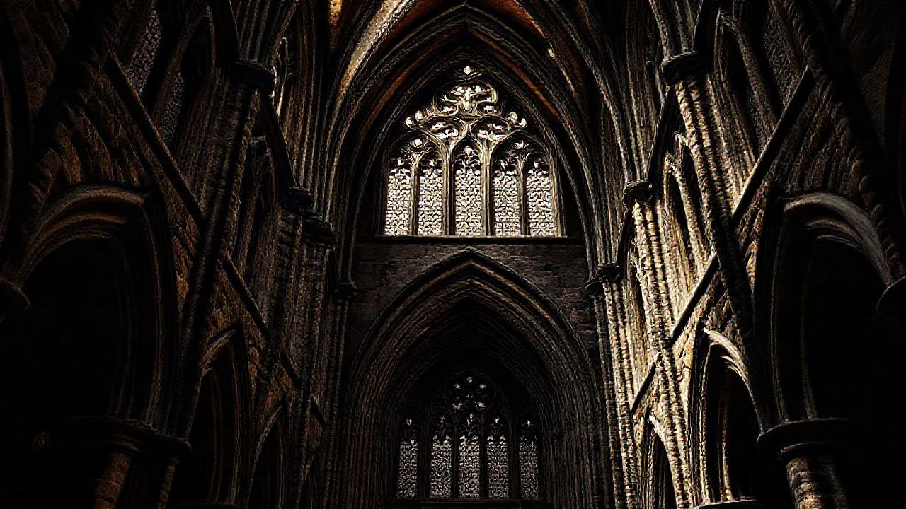 Catedral gótica: oscura, imponente y detallada