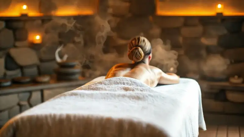 Masaje de piedras relajante en spa