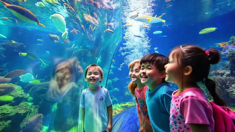 Niños aprenden sobre vida marina brillante