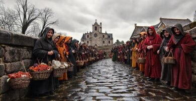 Peregrinos medievales cruzaban el puente sombrío
