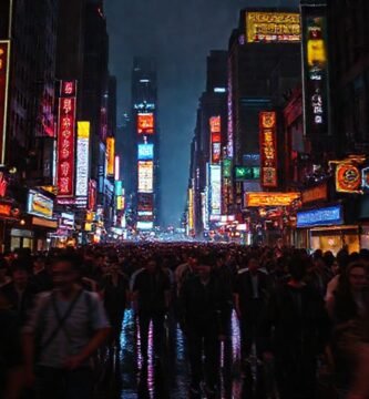 La ciudad nocturna vibra con luces