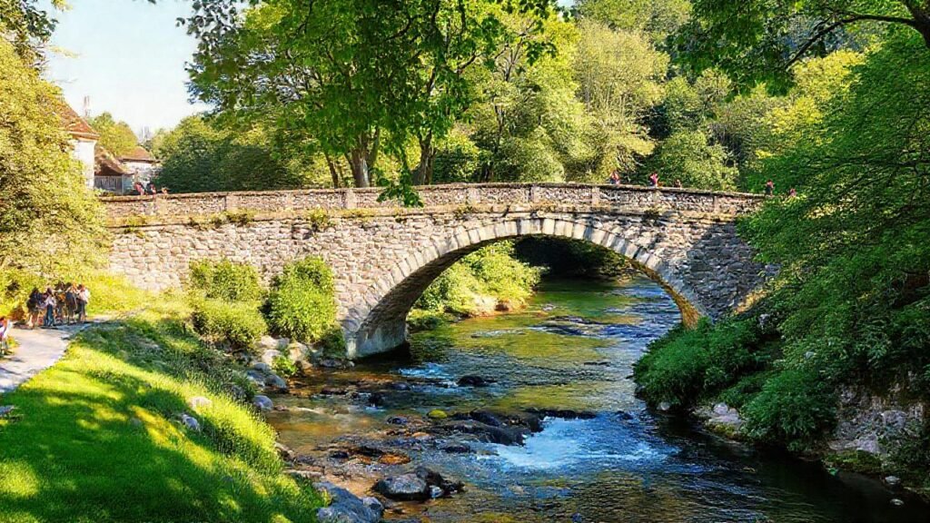 Puente de piedra ofrece un paisaje sereno