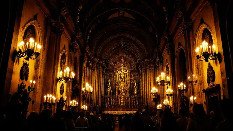 Una iglesia gótica oscura y solitaria