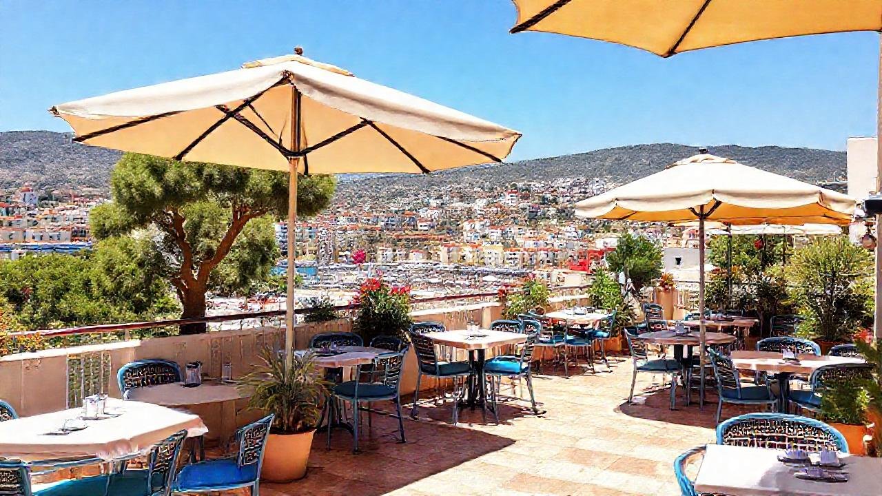 Terrazza soleada con ambiente mediterráneo vibrante