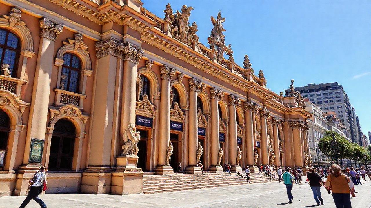 El museo imponente refleja Santiago vibrante