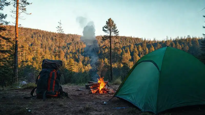 Camping sereno en bosque natural