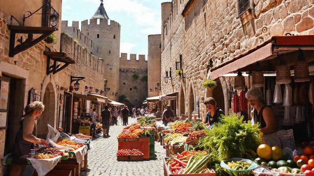 Una ciudad medieval encantadora y soleada