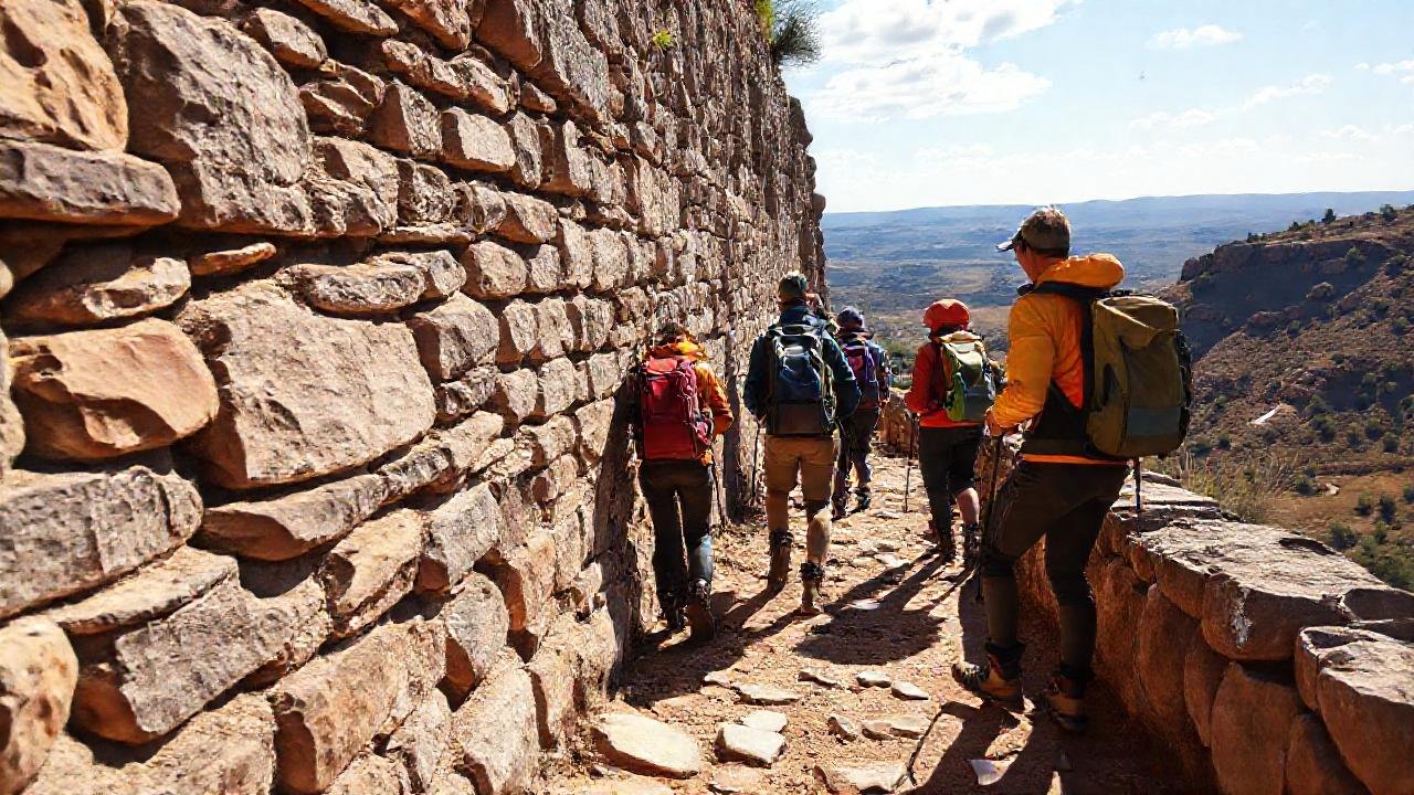 Hikerse descubren un muro antiguo soleado