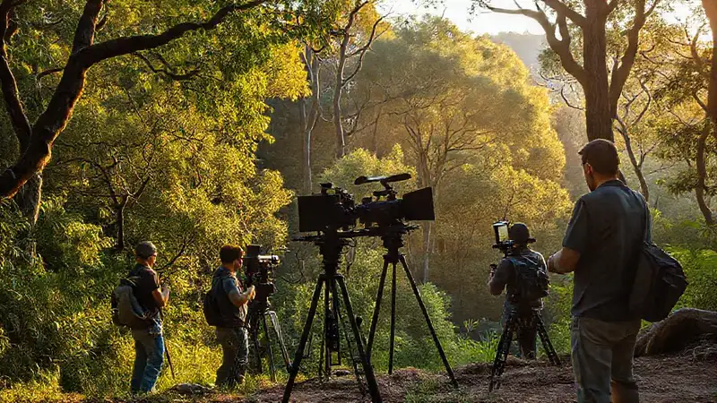 El equipo filmó la selva en España