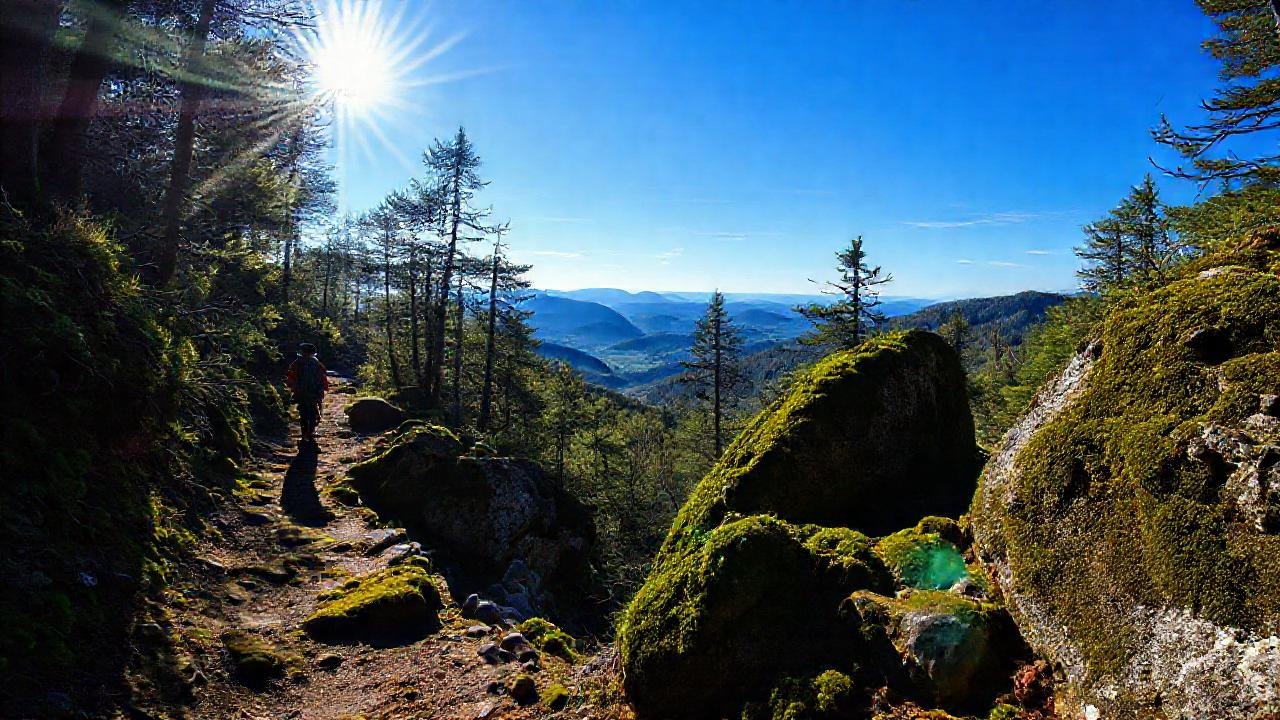Un excursionista disfruta el bosque gallego