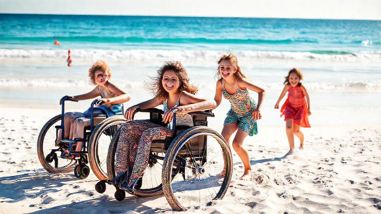 Una familia feliz disfruta de la playa