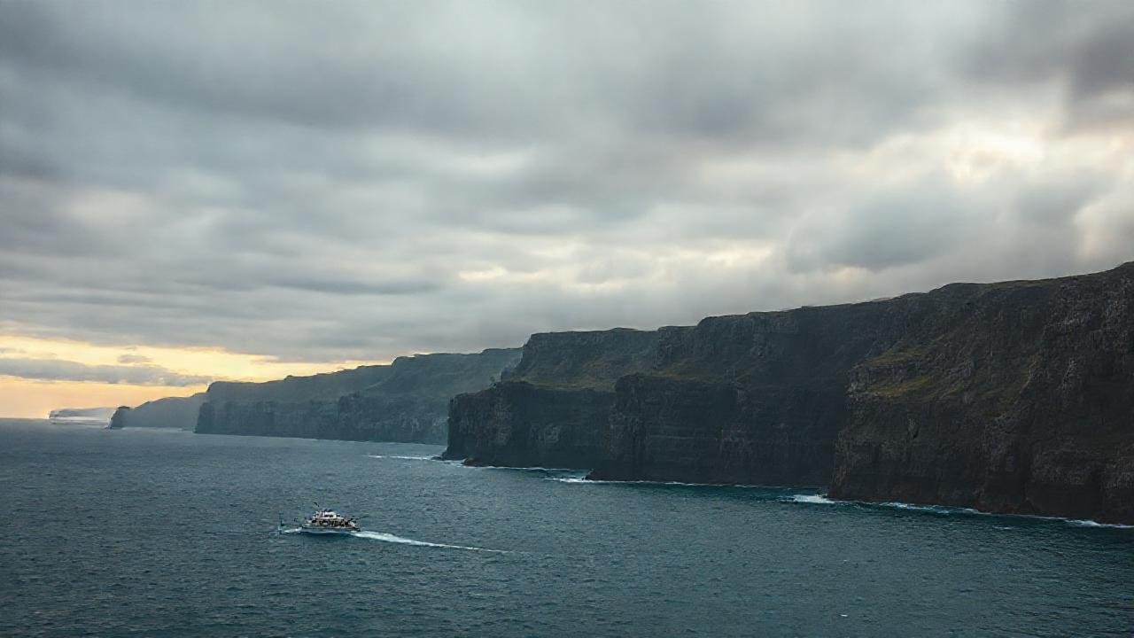 Costa dramática, ballenas y atardecer sublime