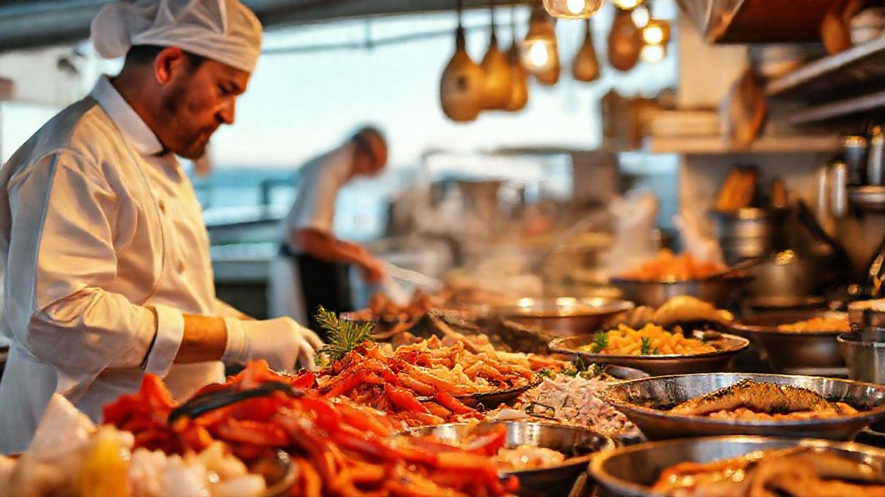 Cocina costera gallega, mariscos frescos, encanto rústico