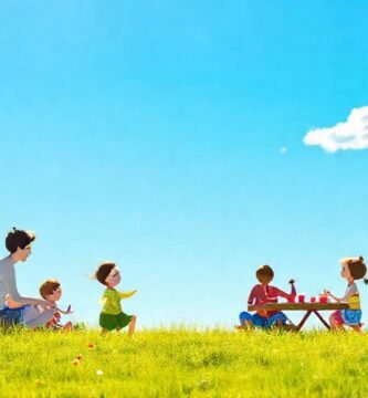 Una familia disfruta de un día soleado