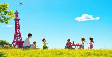 Una familia disfruta de un día soleado