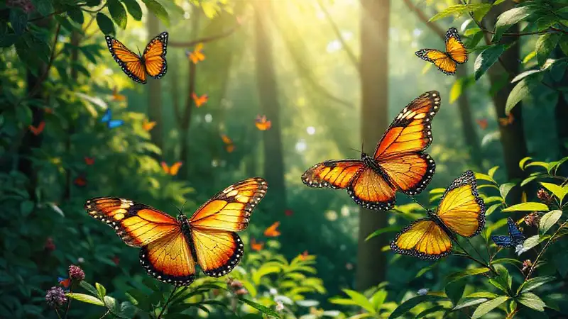 Mariposas vibrantes adornan la belleza natural