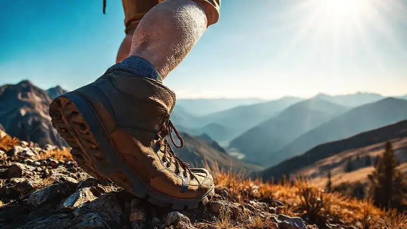 Botas de montaña en un día soleado