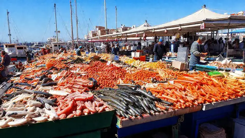 Mercado de mariscos coruñés