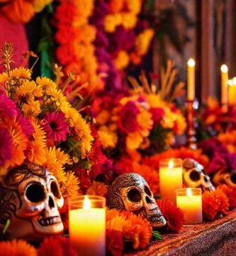 Altares mexicanos vibrantes