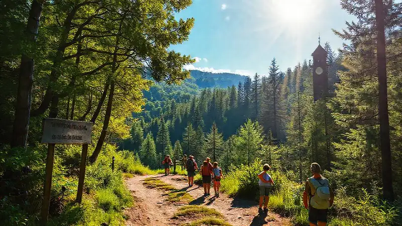 Un bosque verde invita a la aventura